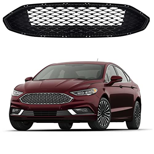 waltyotur Front Grill Honeycomb Trim Gloss Black Grille Replacement for Fusion 2017 2018