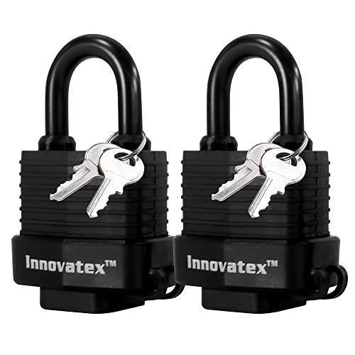 Innovatex Padlocks Keyed Alike for Outdoor Use, Heavy-Duty Stainless Steel, Weatherproof Waterproof Gate Locks for Fence, Shed, Trailer, RV, Boat, 40mm, 2-Pack