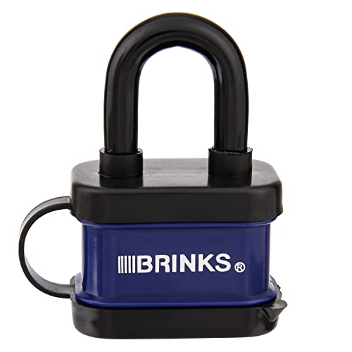 BRINKS - 40mm Laminated Steel Weather Resistant Padlock - Vinyl Wrapped and Chrome Plated with Hardened Steel Shackle(Color May Vary)