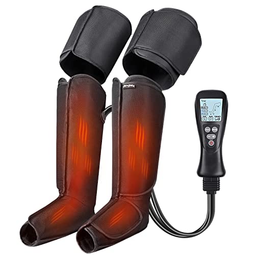 BOB AND BRAD Leg Massager with Heat and Compression, Ideal Mothers Day Gift, Foot Calf Thigh Leg Compression Massager for Circulation Pain Relief with LCD Handheld Controller, 4 Modes 4 Intensities