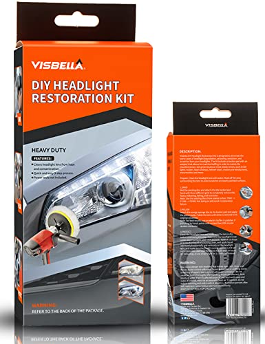 Visbella New Auto Vehicle Headlight Restoration Kit, DIY Car Care Electric Repair Kit to Restore Oxidation Hazy Yellow Scratch for Headlights, Taillights, Fog or Directional Lights