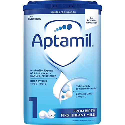 Aptamil Stage 1, No. 1 Baby Formula in Europe, Milk Based Powder Infant Formula with DHA, Omega 3 & Prebiotics, 1.76 Pound (Pack of 1)