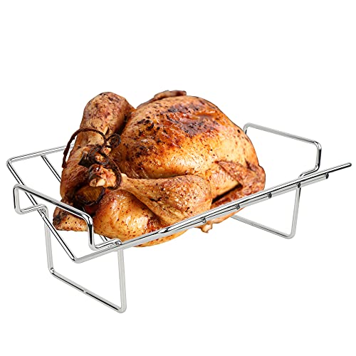 Turkey Roasting Rack for Big Green Egg, Green Egg Rib Rack - Stainless Dual-Purpose Rib Racks for Smoking, Turkey Racks for Roasting Pan, Ideal for Big Green Egg, Kamado Joe, Char-Griller Akorn etc