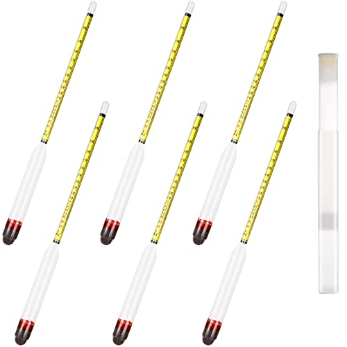 6 Pcs Alcohol Hydrometer for Liquor 0-200 Proof & Tralle Hydrometer Alcohol Meter for Home Brew Beer, Wine, Mead and Kombucha Distilling Moonshine Alcoholmeter