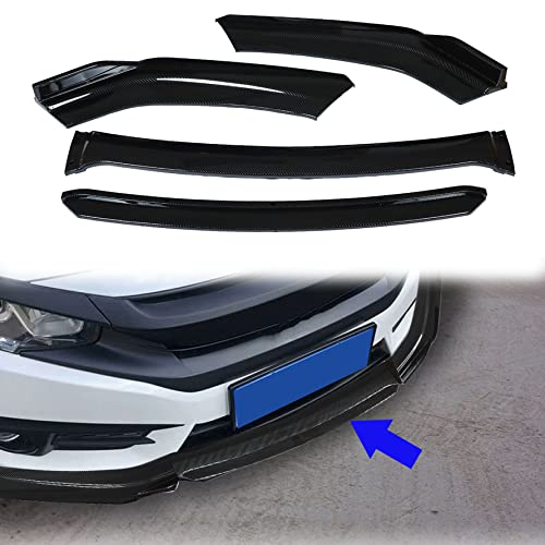 munirater 4PCS Universal Car Front Bumper Lip Chin Spoiler Splitter Body Kit Carbon Fiber