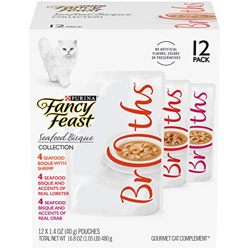Purina Fancy Feast Limited Ingredient Cat Food Complement Variety Pack, Broths Seafood Bisque Collection