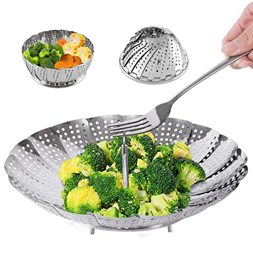 Steamer Basket Stainless Steel Instant Pot Accessories for Food and Vegetable, Zocy Premium Expandable Steam Basket to Fit Various Size Pots Medium (6.1" to 10.5"))