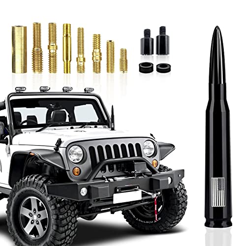 jeseny 1 PC Car Bullet Antenna American Flag, Compatible with GM Chevy Silverado 1500 2500 3500 HD Avalanche GMC Sierra 1500 2500 3500 Denali Heavy Duty Pickup Trucks Accessories (Black)