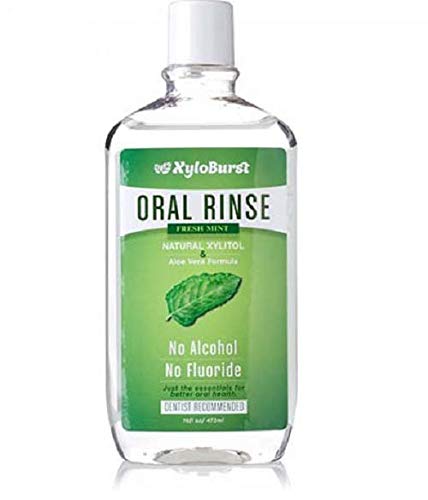 XyloBurst Fresh Breath Oral Rinse Mouth Wash with Natural Xylitol - Alcohol-Free, Fluoride Free, SLS Free Cool Mint (16 OZ)