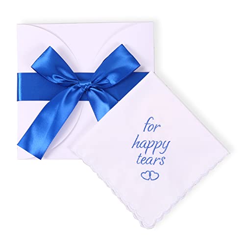 for Happy Tears Wedding Handkerchief Something Blue Wedding Gift (for Happy Tears)
