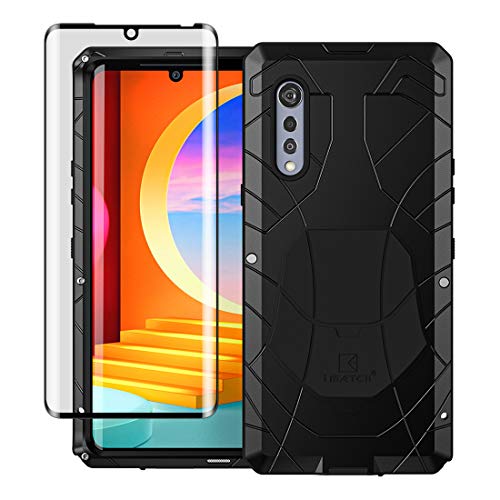 Feitenn Case for LG Velvet 2020, Metal Case Heavy Duty Hard Cover Armor Military Bumper Shockproof Defenderr Protective Soft Rubber Men Gift Outdoor with Screen Protector for LG Velvet 2020 - Black