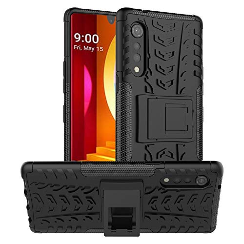 LG Velvet 5G Case, LG Velvet Case, Yiakeng Shockproof Slim Protective with Kickstand Hard Phone Cover for LG Velvet 5G (Black)