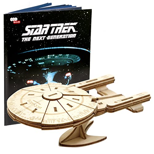 Star Trek The Next Generation U.S.S. Enterprise 3D Wood Puzzle &Model Figure Kit (50 Pcs) - Build & Paint Your Own 3D Space Ship Toy, No Glue Required - Gift for Kids, Adults & Fathers Day - 10+