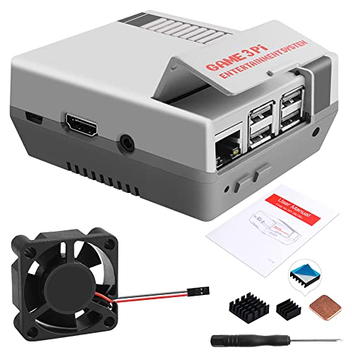 GeeekPi Raspberry Pi 3B+ Case, Raspberry Pi Case with Fan, Retro Gaming Nes3Pi Case with Cooling Fan, Raspberry Pi Heatsinks for Raspberry Pi 2B/3B/3B+