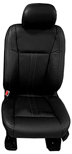 Katzkin Leather Seat Covers Compatible with 2015-2020 Ford F-150 SuperCAB XLT Black Lariat Design