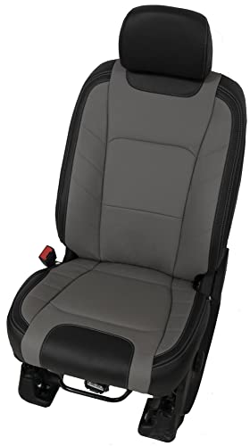 Katzkin Black Gray Limited Leather Seat Covers Compatible with 2015-2016-2017-2018 Ford F-150 SuperCrew XLT