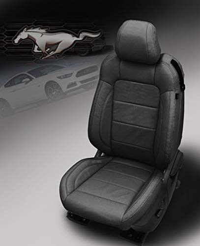 Katzkin Leather Black Seat Covers kit Compatible with 2015-2021 Ford Mustang Coupe