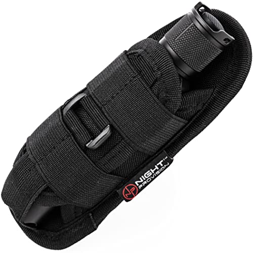 TH1C Tactical Flashlight Holster Closed-end Duty Belt Pouch Stretchable Rotatable Clip 360 Degree Holder for Police Military Security Belt