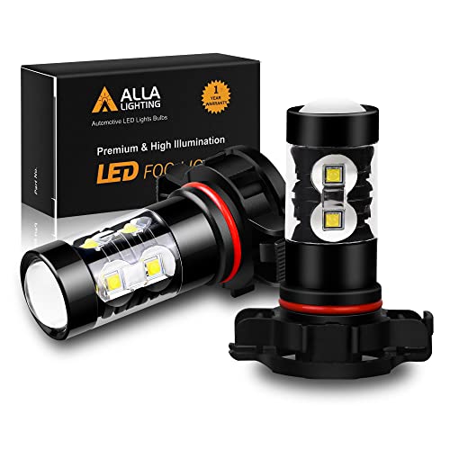 Alla Lighting PS24W 5201 DRL 5202 LED Fog Lights Bulbs CANbus 6000K Xenon White, Super Bright 50W 12V 12085 9009 12085C1 or Daytime Running Lights Lamps Replacement