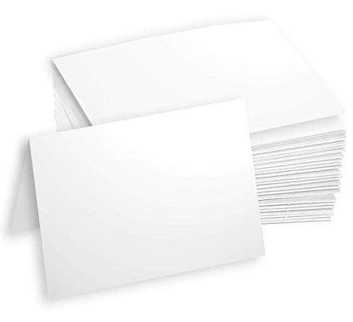 Hamilco White Cardstock Thick Paper - 5 x 7" Blank Folded Cards - Greeting Invitations Stationary - Heavy weight 80 lb Card Stock for Printer - 100 Pack