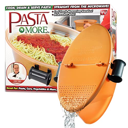 Pasta N More Microwave Cooker with Strainer, All in 1 Microwave Pasta Cooker, Microwave Rice Cooker and Microwave Egg Cooker for Quick Cooking, Nonstick, Dishwasher Safe, 100% Toxin Free As Seen on Tv