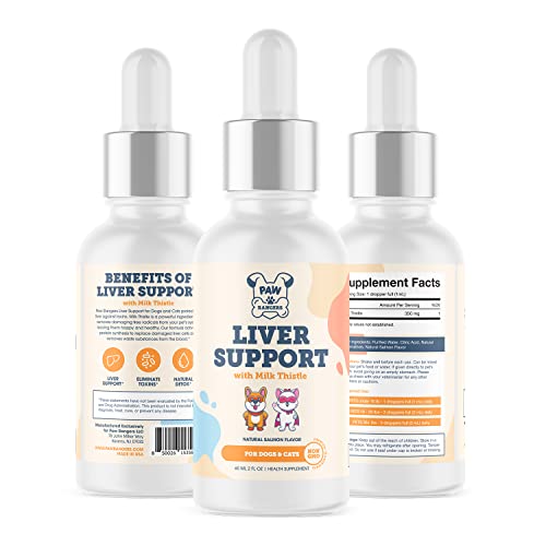 Paw Rangers, Liver Support for Dogs and Cats, Made with Milk Thistle, Protects Pets Liver Against Toxins, Non GMO (Natural Salmon Flavor, 2 Fl Oz)