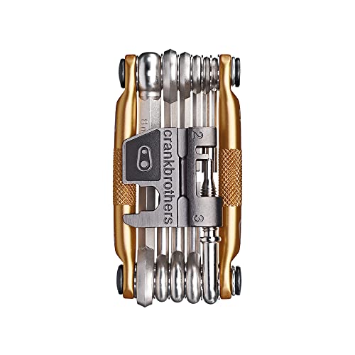 Crankbrothers Multi Tool M 17 Bike Tool - MTB Multi-Tool Gold - 17 bicycle tools (17 in 1 tool), ergonomic and lightweight