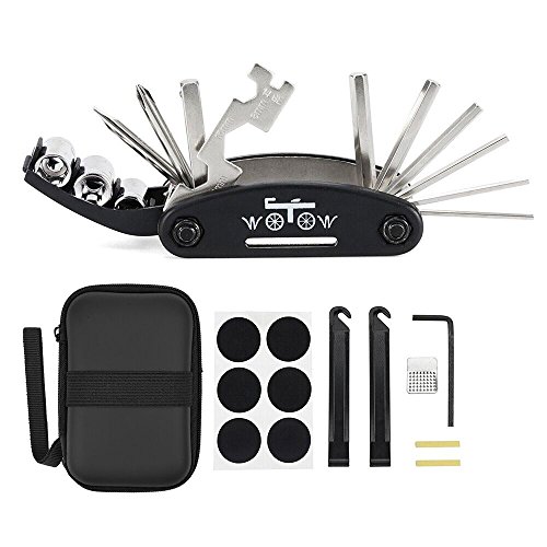 WOTOW Bike Repair Tool Kit - 16 in 1 Bicycle Multitool Portable Mountain Bike Tool Cycling Maintenance, Bike Hex Key Wrench & Bike Tube Patch Kit & Tire Lever & Hard Carrying Case (16 in 1 Tool)