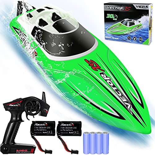 YEZI Remote Control Boat for Pools & Lakes,Udi001 Venom Fast RC Boat for Kids & Adults,Self Righting Remote Controlled Boat W/Extra Battery (Green)