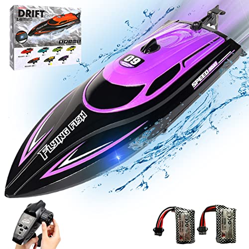 RANFLY RC Boat with 2 Rechargeable Battery, 20+ MPH Fast Remote Control Boat for Pools and Lakes, 2.4G RC Boats Pool Toys for Adults and Kid