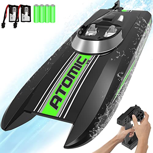 VOLANTEXRC Remote Control Boats for Pools and Lakes 20+MPH Atomic XS High Speed RC Boat for Kids or Adults Toy Gifts Remote Controlled Boat with 2 Batteries & Reverse Function (795-5 Black)