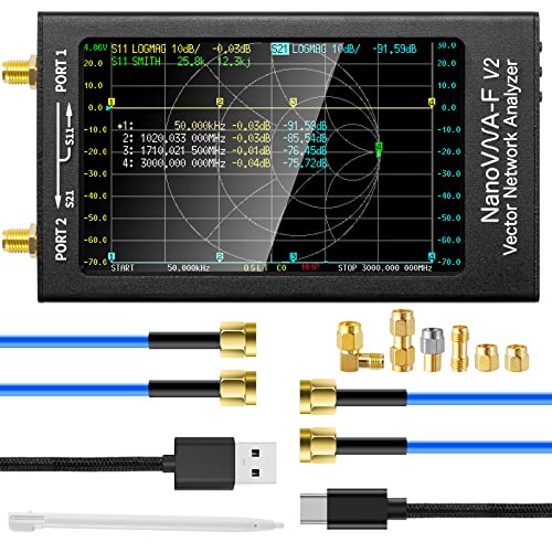 AURSINC NanoVNA-F V2 Vector Network Analyzer New Upgraded 50KHz-3GHz Antenna Analyzer HF VHF UHF VNA 4.3" with 5000mAh- Measuring S Parameters, Voltage Standing Wave Ratio, Phase, Delay, Smith Chart