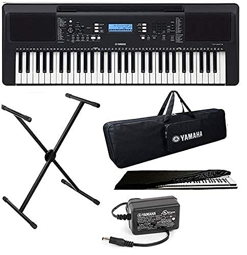 Yamaha PSR-E373 Digital Touch Sensitive Portable 61-Keys Keyboard With Stand, Gig Bag, Dust Cover, & Power Adapter.