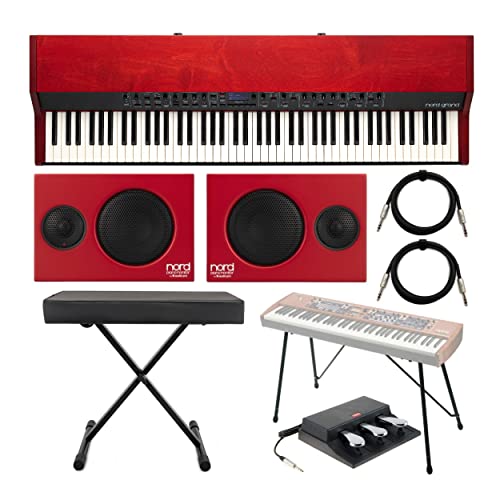 Nord Grand 88-Key Keyboard Bundle with Nord Piano Monitors V2, Nord Keyboard Stand, Knox Gear Adjustable Bench and 1/4-Inch TRS Cables (6 Items)