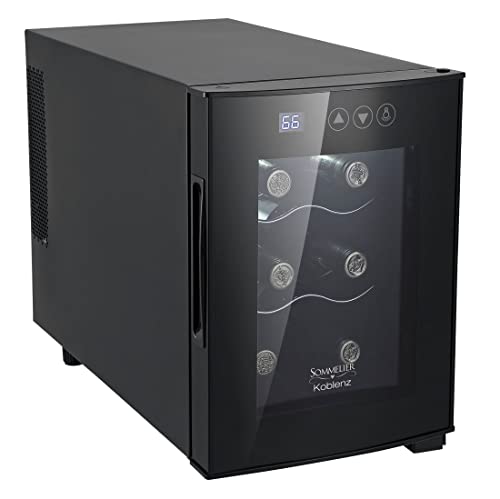 Koblenz 6-Bottle Free Standing Single Zone Fridge and Chiller Wine Cooler, One Size, Black, 750 milliliters