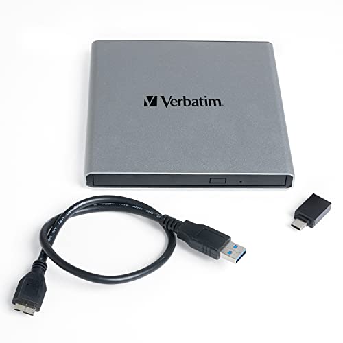 Verbatim External CD DVD Blu-ray Writer USB 3.0 M-Disc Ready - Movie playback requires playback software (not included)