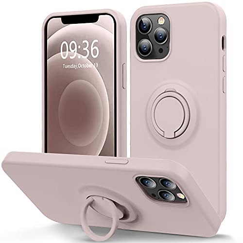 MOCCA Compatiblewith iPhone 12 Case, iPhone 12 Pro Case 6.1inch with Ring Kickstand | Super Soft Microfiber Lining | Anti-Scratch Full-Body Shockproof Protective Case for iPhone 12/12 Pro - Pink Sand