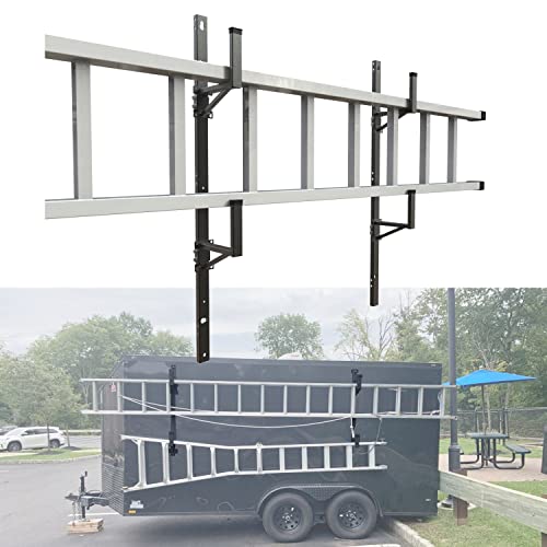 StarONE Enclosed Trailer Ladder Rack Adjustable Fit for Exterior Inside Side Wall,Carry 2 Ladders