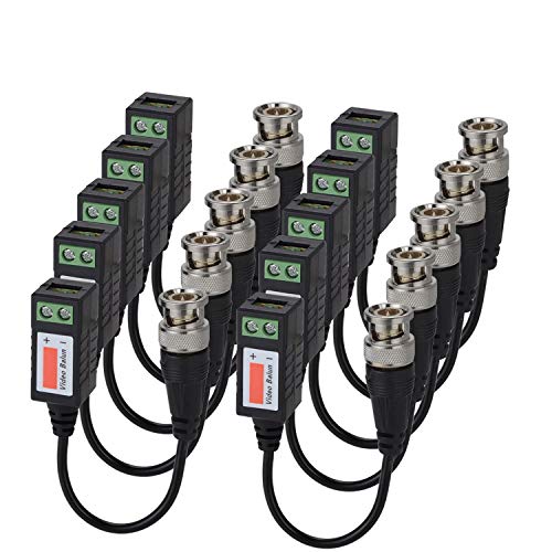 TJMD Video Balun Connectors 8 Pairs Cat5 HD Mini CCTV BNC Passive Video Balun Transceiver Cable for BNC Male Cable via CAT5/5E/6 Twisted Pair Transmitter CCTV Security Camera System