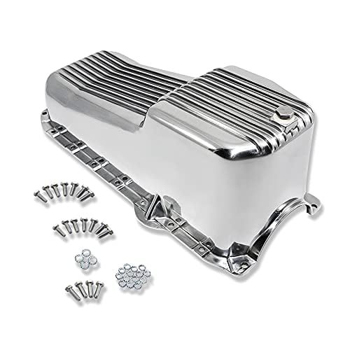 DEMOTOR PERFORMANCE For 80-85 SBC Chevy Retro Finned Polished Aluminum Oil Pan 305 350 Small Block