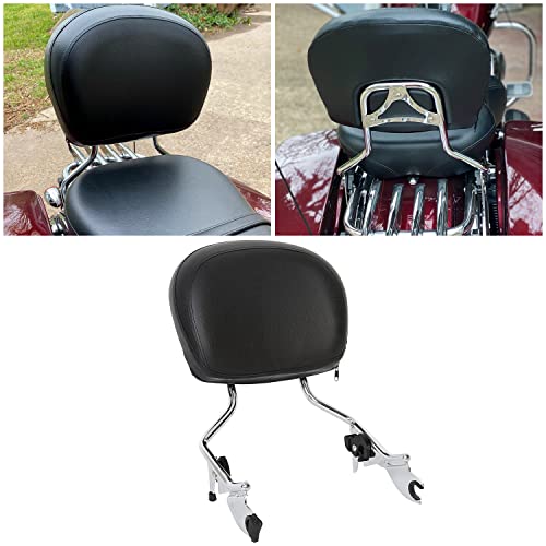 Chrome Detachable Backrest Sissy Bar With Pad Compatible with 2009-2023 Harley Touring Road King Electra Glide CVO Street Glide Road Glide Ultra Limited