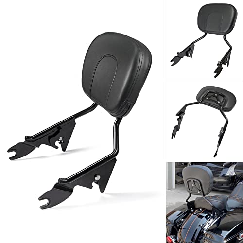 Benlari Detachable Sissy Bar Passenger Backrest Rear Pad 2009-2023 Compatible for Harley Davidson Touring Street Glide Road Glide Electra Glide Road King CVO (Gloss Black Upright Sissy Bar)