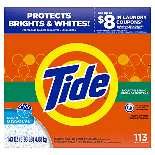 Tide Powder Laundry Detergent, Mountain Spring, 143 oz (Packaging May Vary)