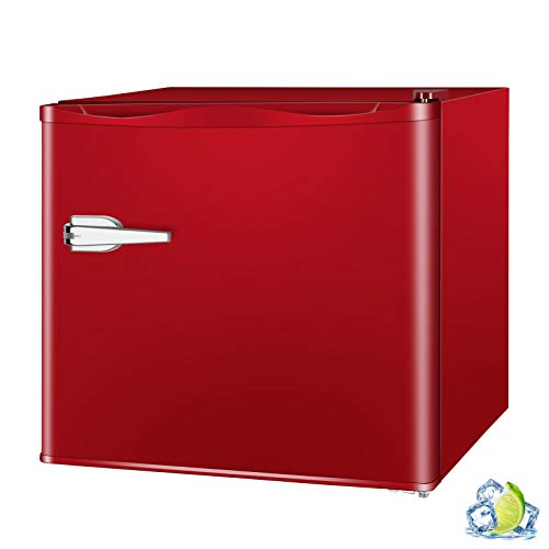 R.W.FLAME Upright Compact Freezer 1.2 Cu.ft, Freestanding Mini Freezer with Removable Shelf, Single Door, Adjustable Temperature Control, for Home, Office, Apartment (Red)
