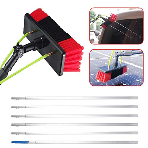 FIKNEE Water Fed Pole Kit, Water Fed Brush, 26 FT Water Fed Cleaning System, Aluminum Outdoor Window Cleaner, Cleaning and Washing Tool for Window Glass, Solar Panel Cleaning