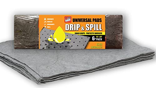 Oil Eater Drip & Spill Universal Pads - Absorbs Liquids | Soaks Oil, Grease, Coolant and Water-Based Fluids - Car, Truck, RV, Motorcycle and Tools - 6 Pack,Grey,15" x 18",AOA-BPL006-GREY