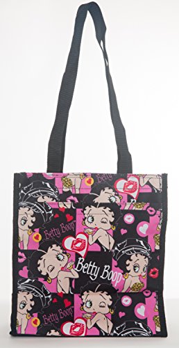 Betty Boop Reusable Black Tote Bag - Zippered Pockets & Waterproof Exterior