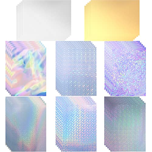 80 Sheets Holographic Sticker Paper A4 Size 11.7 x 8.2 Inch Waterproof Sticker Paper Dries Quickly Printable Vinyl Sticker Paper Holographic Laser Inkjet Printer Labels Adhesive Rainbow Laser Stickers