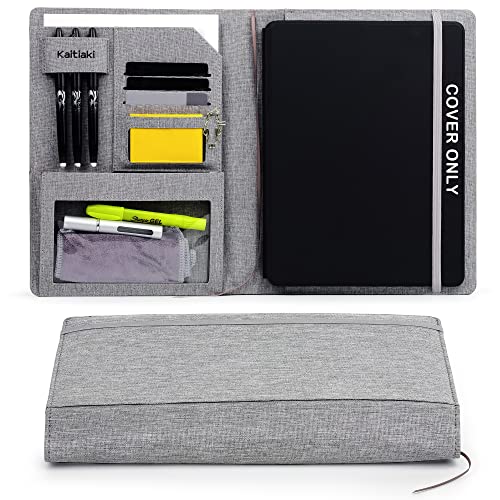 Kaitiaki Folio Cover Compatible with Rocketbook Pro 2.0 Smart Notebook, Organized Portfolio with Pen Loop, Business Card Holder, File Pocket, Zipper Pouch, Waterproof Fabric, Letter Size, Gray