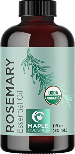 Certified Organic Rosemary Oil for Hair - Pure USDA Organic Rosemary Essential Oil for Hair Skin and Nails Plus Aromatherapy - Organic Hair Oil for Dry Scalp Treatment and Enhanced Volume and Shine